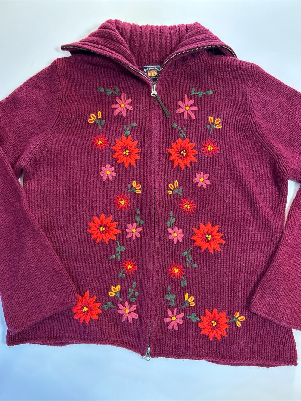 Vintage Sweater Y2K Retro Route 66 Knit Embroidered Turtle Neck Women’s XLarge